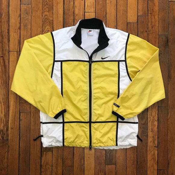 Rare Vintage 90s Nike ClimaFit Women Yellow White Black Color Block Track Jacket - Picture 1 of 4